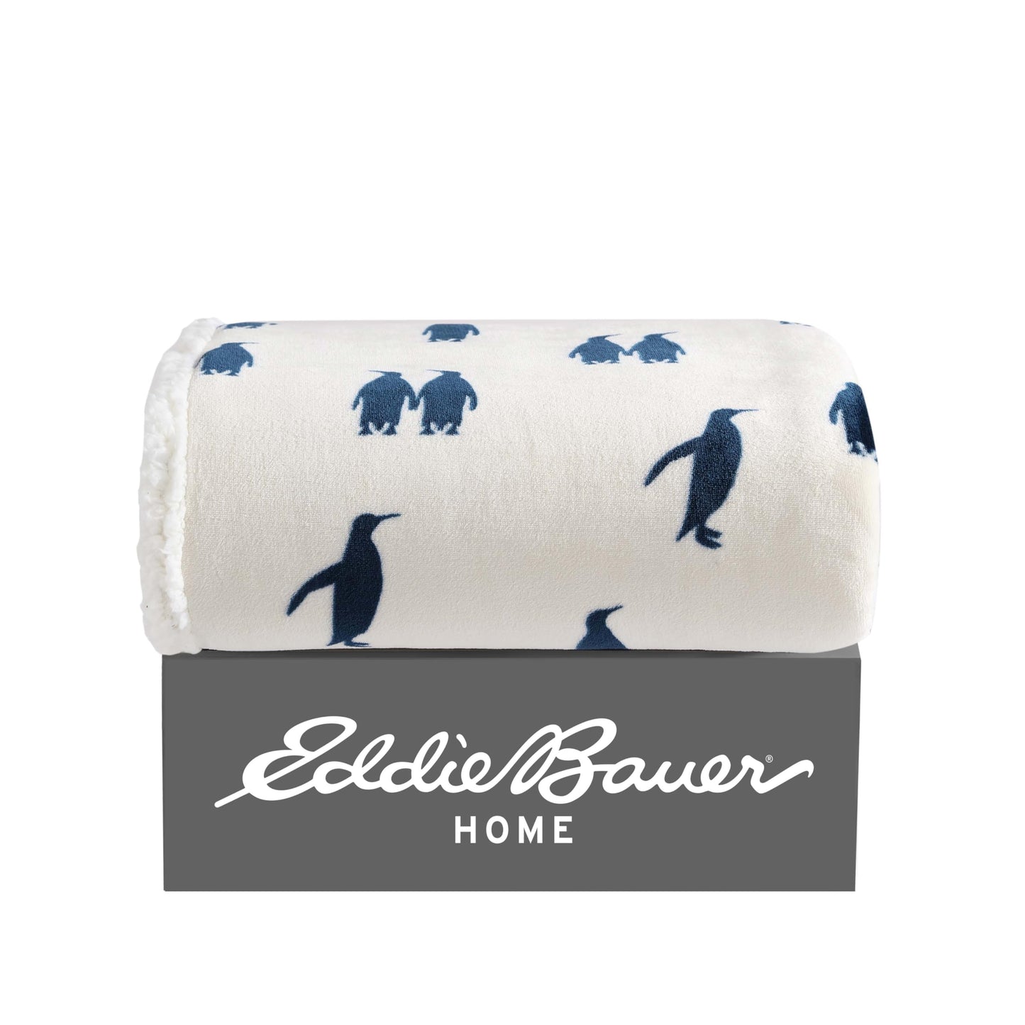 Eddie Bauer - Blanket, Super Soft Reversible Sherpa & Brushed Fleece Bedding, Throw Blankets for Couch, Ideal for Lounging (Emperor Penguin)