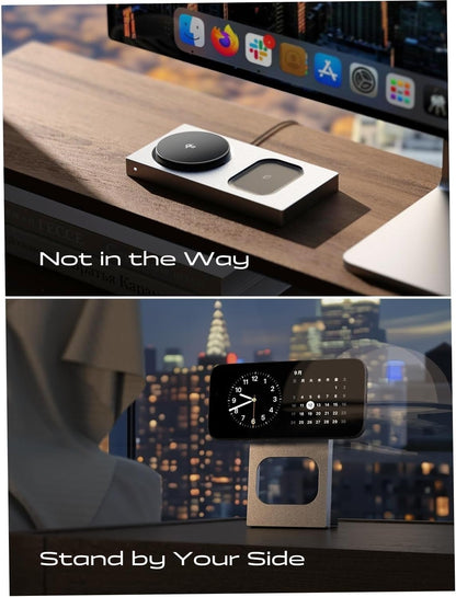 LISEN Qi2 Charging Station for iPhone 17 Pro Max, Magsafe Charger 3 in 1 15W Fast Charging, Magsafe Charger Stand Pad Dock for iPhone and Watch Charging Station for iPhone 16 15 Pro Max Airpods, Gold