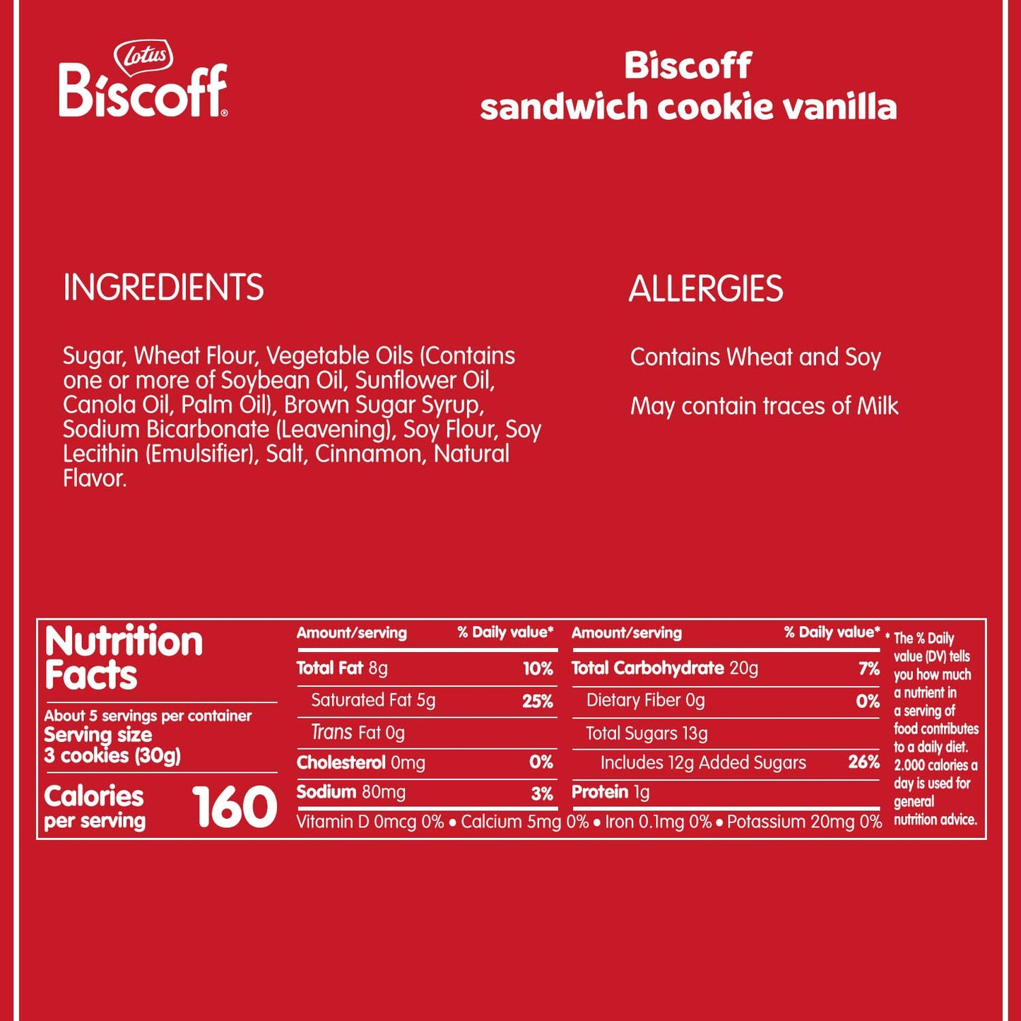 Lotus Vanilla Flavor Biscoff Sandwich Cookies, 5.29 Ounces (Pack Of 9)