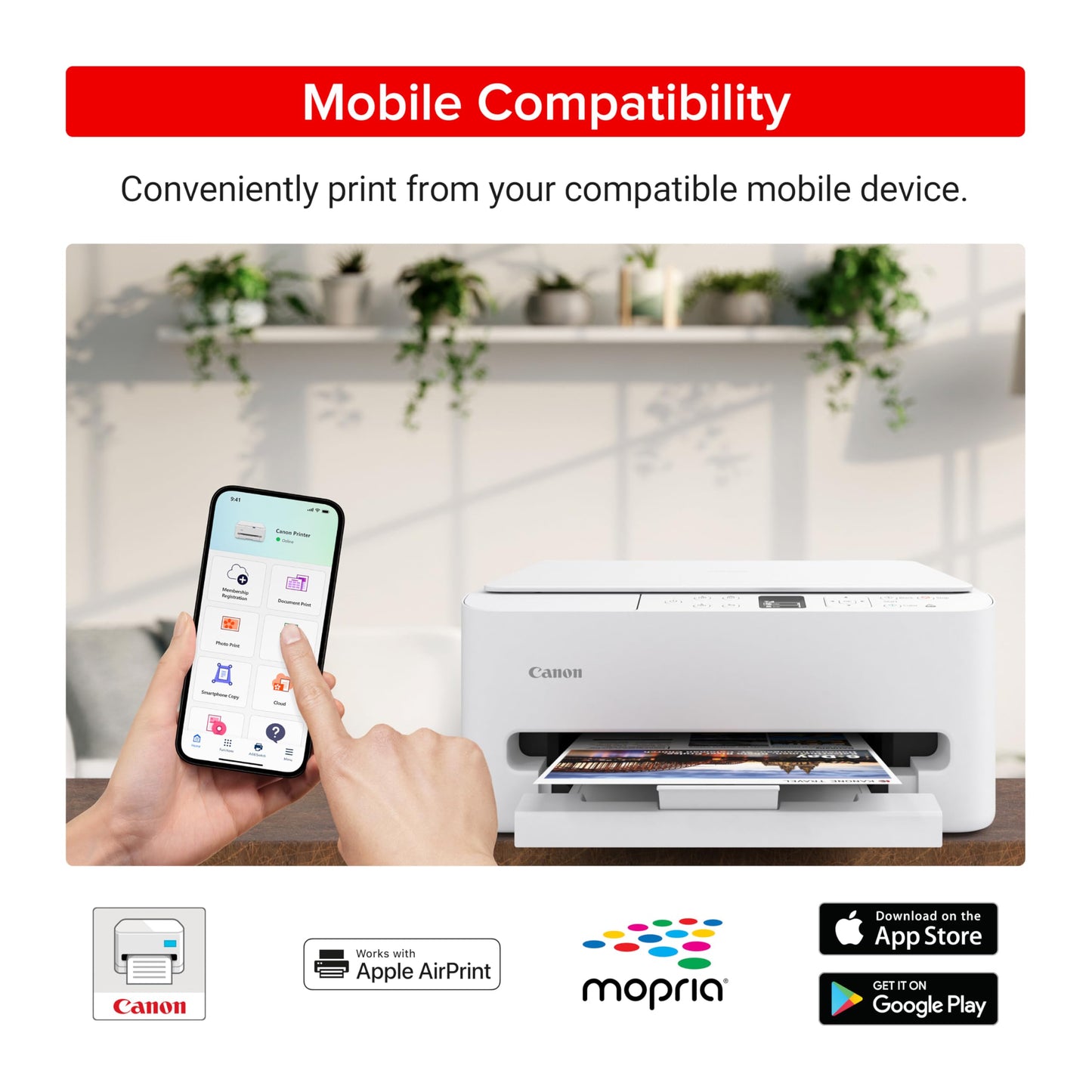 Canon PIXMA TS6520 Wireless Color Inkjet Printer for Duplex Printing, White – Home Printer with Copier/Scanner, 1.42” OLED Display, Intuitive Control Panel, Compact Design