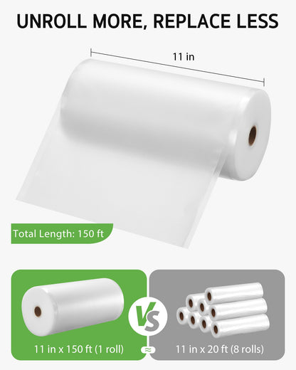Syntus 11" x 150' Vacuum Sealer Bags for Food with Cutter, Vacuum Sealer Bags Roll Keeper BPA-free Heavy-duty Commercial Grade for Food Storage, Meal Prep and Sous Vide