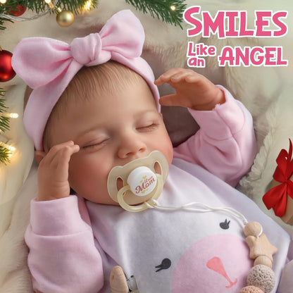 BABESIDE Lifelike Reborn Baby Dolls - 20-Inch Sweet Smile Real Life Realistic-Newborn Full Body Vinyl Sleeping Baby Girl with Toy Accessories Gift Set for Kids Age 3+