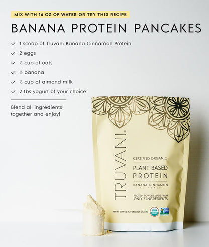 Truvani Vegan Pea Protein Powder | Banana Cinnamon | 20g Organic Plant Based Protein | 20 Servings | Keto | Gluten & Dairy Free | Low Carb | No Added Sugar
