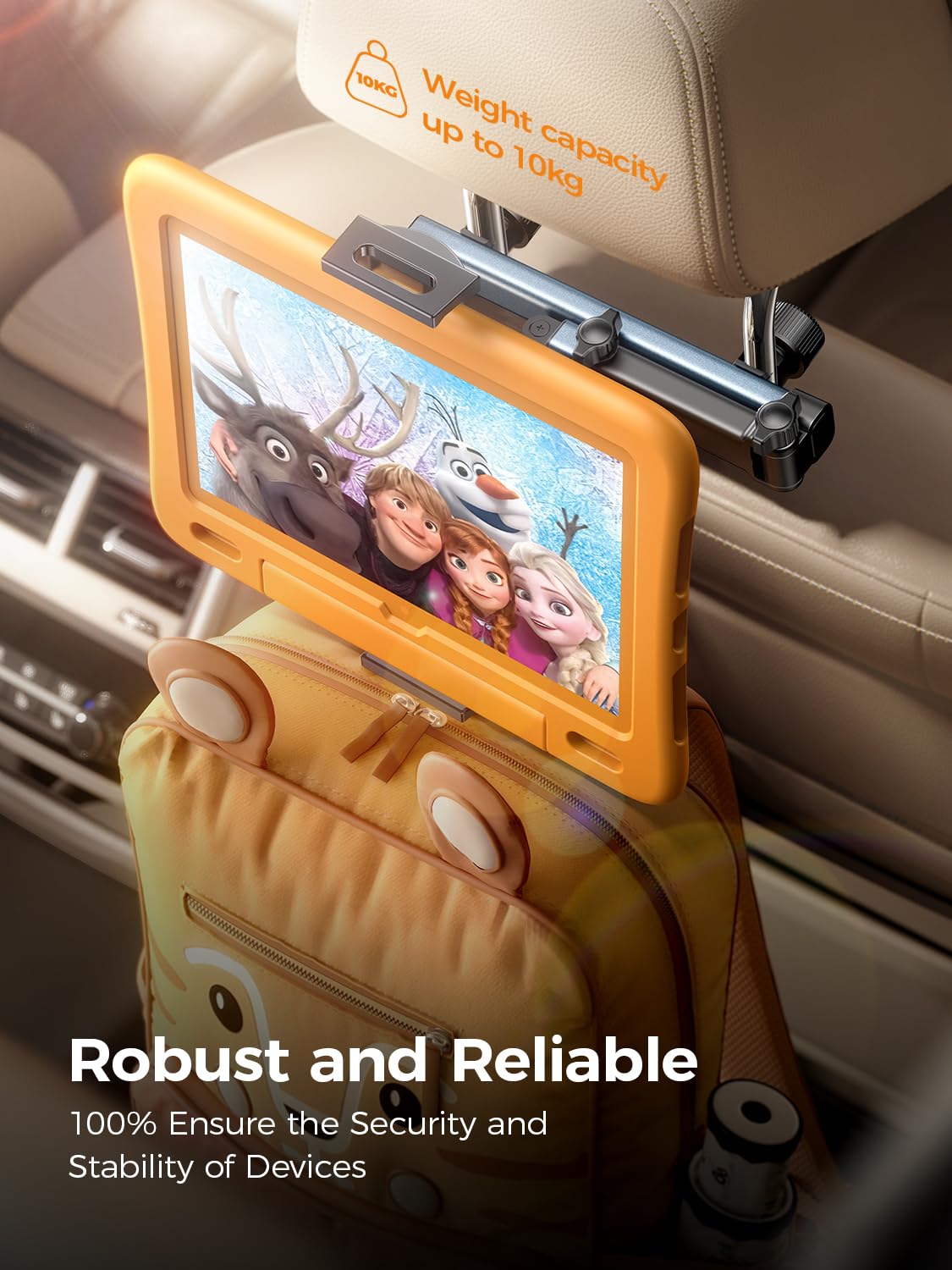 LISEN for iPad Holder Car Mount Road Trip Essentials Activities for Kids, Car Accessories for Women Interior, 3 in 1 Tablet Holder Backseat Camping Car Organizer Back Seat Headrest iPad Mount