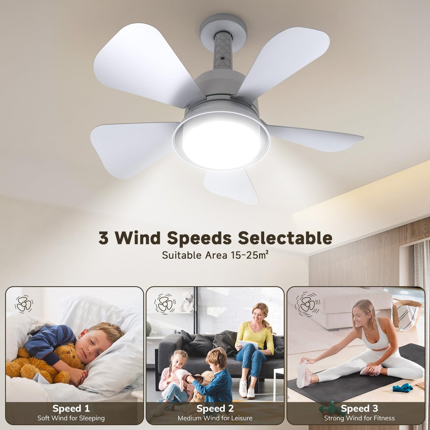 MOTCTQVD Ceiling Fans with Lights and Remote, Ceiling Fan Light 3000K-6000K 3 Colors Dimmable, Modern Ceiling Fan with Light, 1000 Lumens LED Ceiling Fans for Bedroom Garage Kitchen Living Room