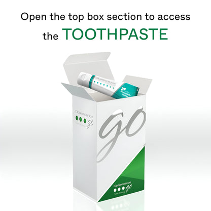 Opalescence GO 15 Whitening Bundle - (7 Treatments) Hydrogen Peroxide Prefilled Teeth Whitening Trays and Travel Sensitive Whitening Toothpaste 1 Oz - Mint Flavor- Includes a Toothbrush - 6288-1T