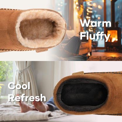 Zigzagger Men's Slip On Moccasin Slippers, Indoor/Outdoor Warm Fuzzy Comfy House Shoes, Fluffy Wide Loafer Slippers,Coffee, 10.5 D(M) US