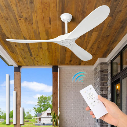 Zronon 72 Inch White Ceiling Fan No Light, Wood Outdoor Ceiling Fans without Lights for Patios Gazebo Porch Living Room, Modern Exterior Extra Large High CFM Ceiling Fan No Light with Downrod