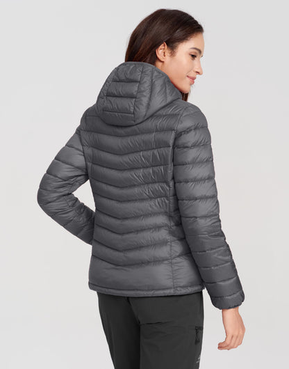 Pioneer Camp Women's Packable Puffer Jacket Winter Light Weight Water-Repellent Quilted Coat with Hood