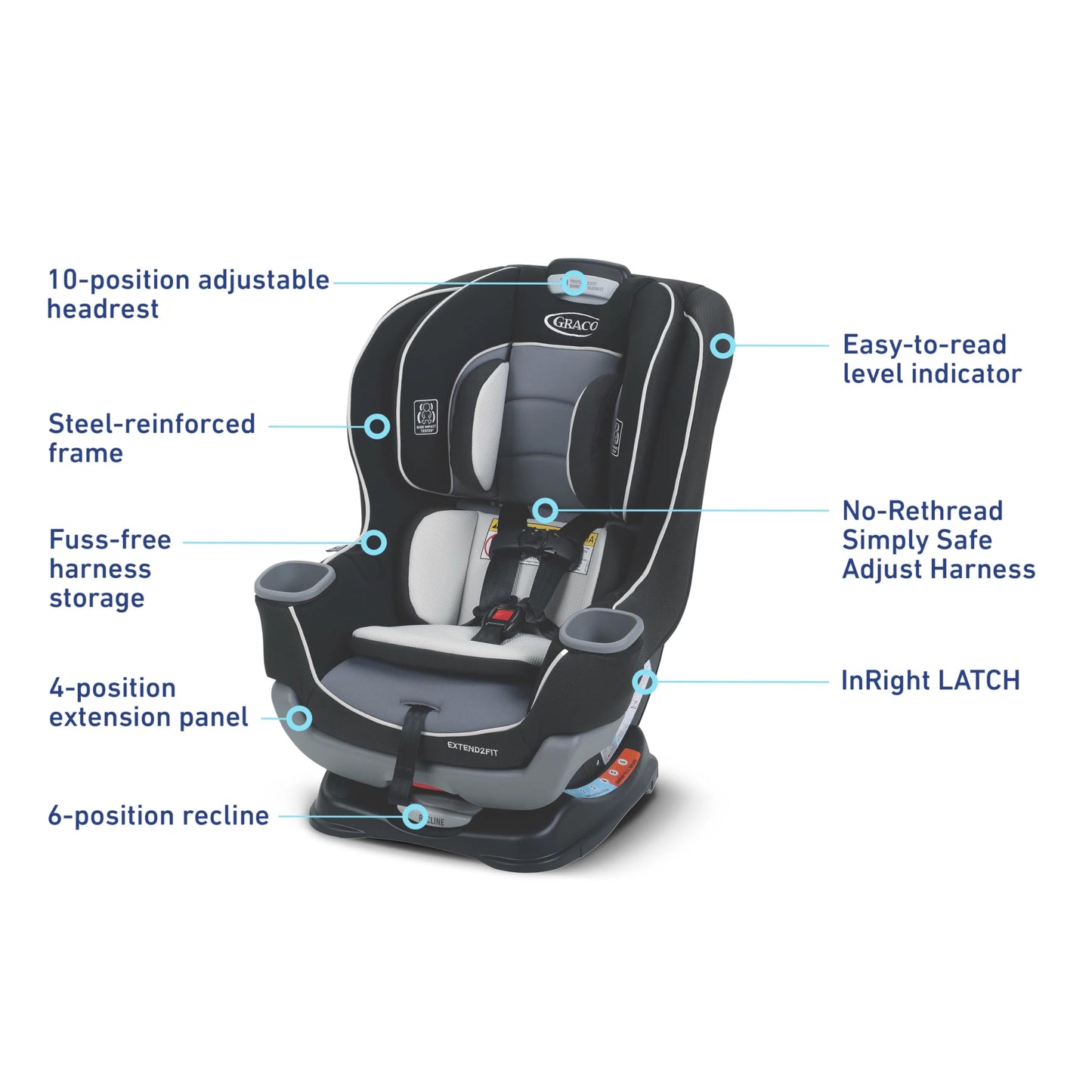 Graco Extend2Fit Convertible Car Seat, Gotham