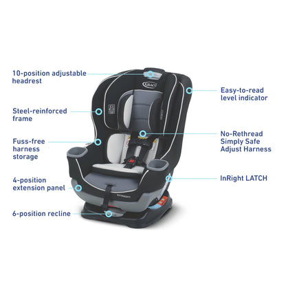 Graco Extend2Fit Convertible Car Seat, Gotham