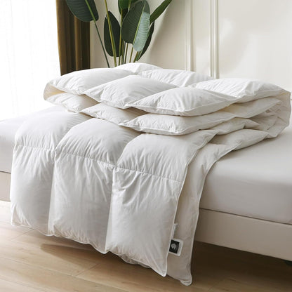 BPC King Size Feather Comforter, Filled with Feather and Down Fiber, 106x90 Inches All Season Duvet Insert Luxurious Fluffy Hotel Bedding Comforters with 100% Cotton Cover and 4 Corner Loops