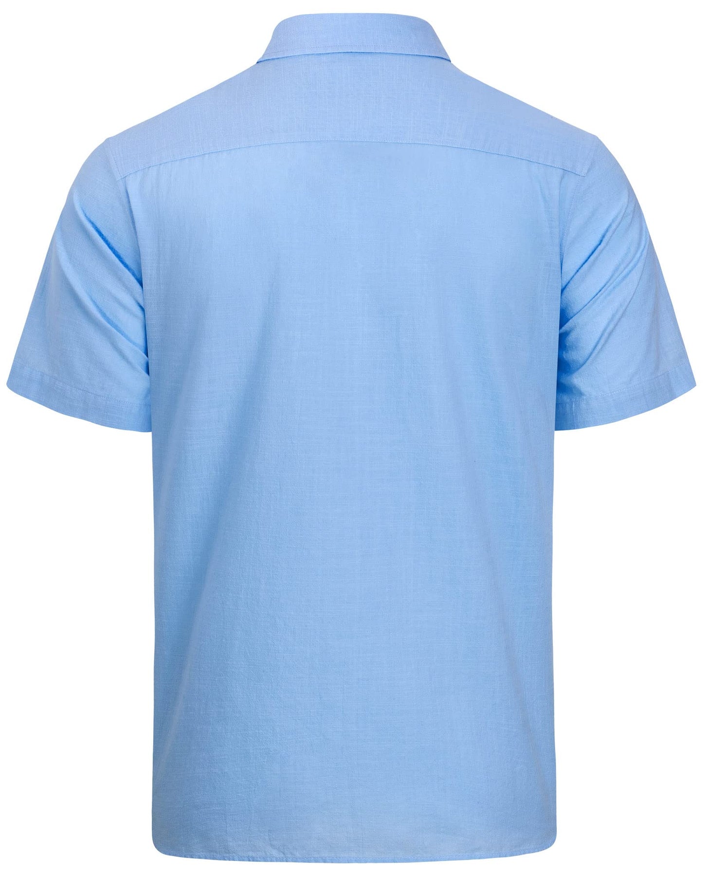 J.VER Men's Short Sleeve Linen Cotton Shirts Casual Button Down Shirt Summer Beach Tops with Pocket Light Blue X-Large