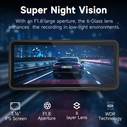 Dash Cam Front and Rear: 2.5K+1080P Dual Dash Camera for Cars, Ecomoment S70 Car Camer with 3.16" IPS Screen, 170° Wide Angle, Night Vision, G-Sensor, 24H Parking Monitor, 32GB SD Card Included