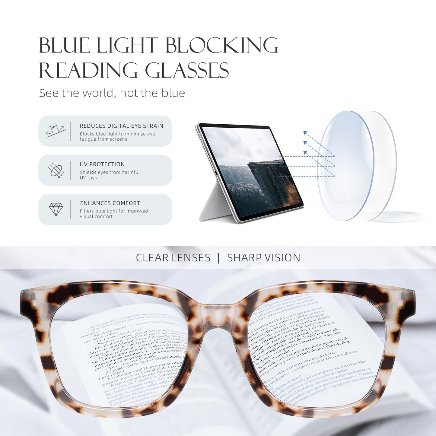 AIMISUV Reading Glasses for Women Men - Blue Light Blocking Magnifying Readers,Oprah Square Anti-Glare Computer Eyeglasses(3Pack,2.25X)
