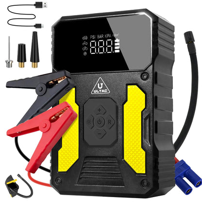 Car Jump Starter with Air Compressor - Battery Jumper Starter Portable with Air Compressor 3000A Jump Pack(All Gas/10L Diesel),20000mAh 150PSI 12V Tire Inflator with Digital Display, 3 Modes LED Light