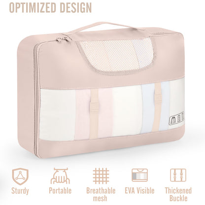 Veken 10 Set Packing Cubes for Travel, Beach Vacation Essentials Accessories for Cruise Ship, Suitcase Organizer Bags for Luggage with Hanging Toiletry & Shoe Bag, Birthday Gifts for Women Mom Her