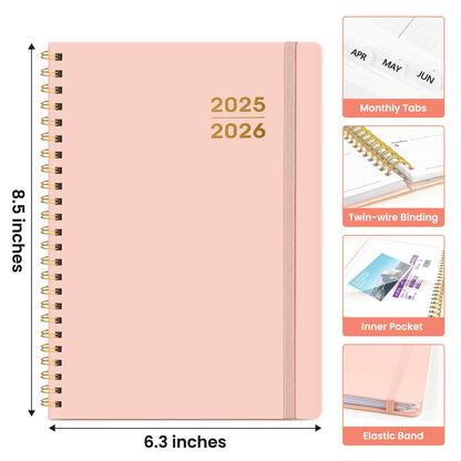 Academic Planner 2025-2026 For Women & Men, Monthly and Weekly Calendar Planner, Jul 2025 - Jun 2026, A5 (6.3" x 8.5"), Teacher Student Planning Book with Tabs, Ideal for Office School Supplies - Pink