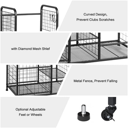Garage Sports Equipment Organizer & Outdoor Toy Storage, Ball Storage Golf Organizer For Garage with Baskets, 5 Hooks
