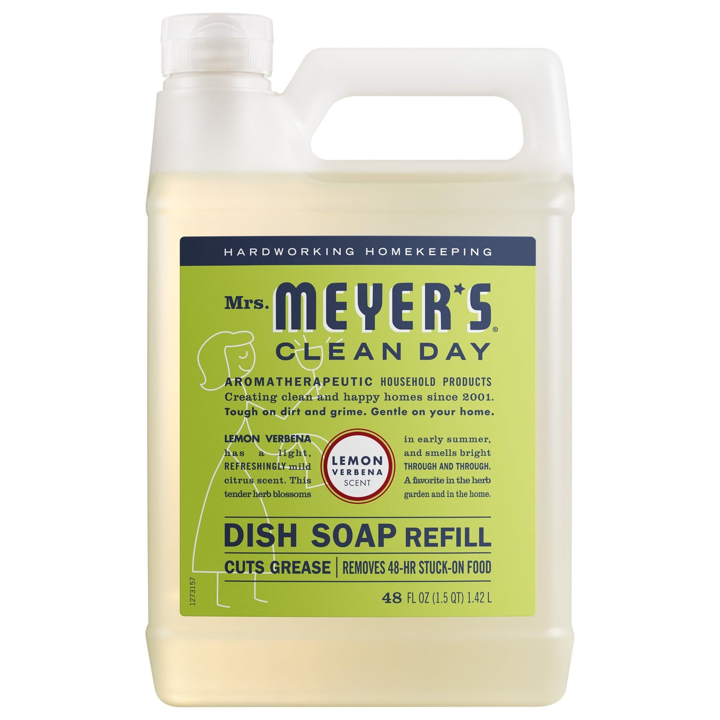 MRS. MEYER'S CLEAN DAY Liquid Dish Soap Refill, Lemon Verbena (48 Fl Oz (Pack of 1))