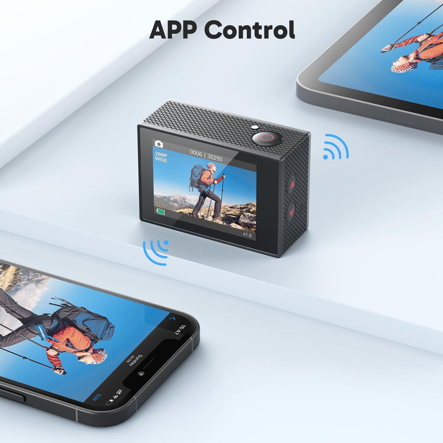 AKASO EK7000 4K30FPS 20MP WiFi Action Camera with EIS Ultra HD 131FT Waterproof Underwater Camera Remote Control 4X Zoom Support External Microphone