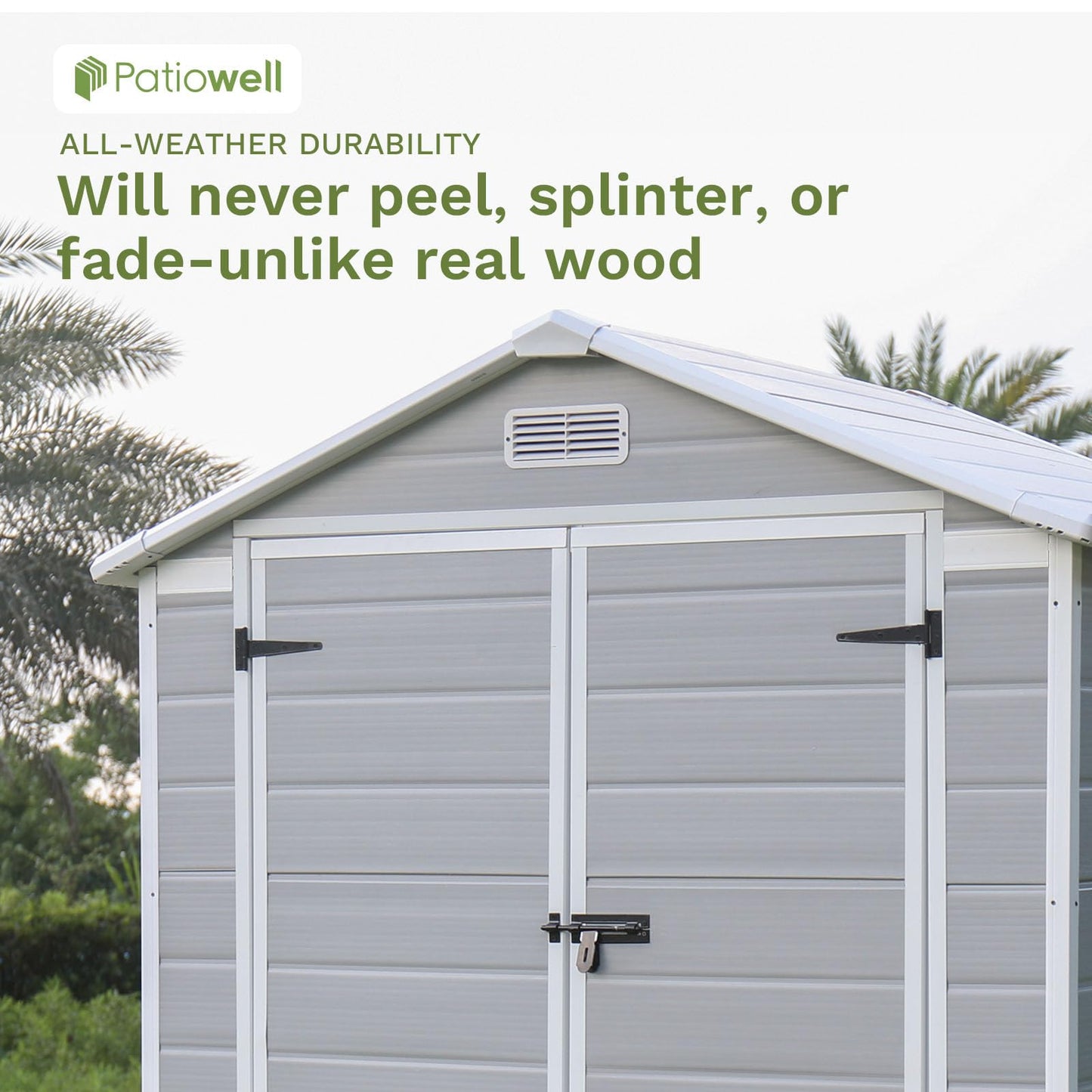 Patiowell 6x4 FT Plastic Outdoor Storage Shed, Resin Outside Shed Perfect to Store Patio Furniture, GardenTools Bike Accessories, Beach Chairs and Lawn Mower, Light Grey
