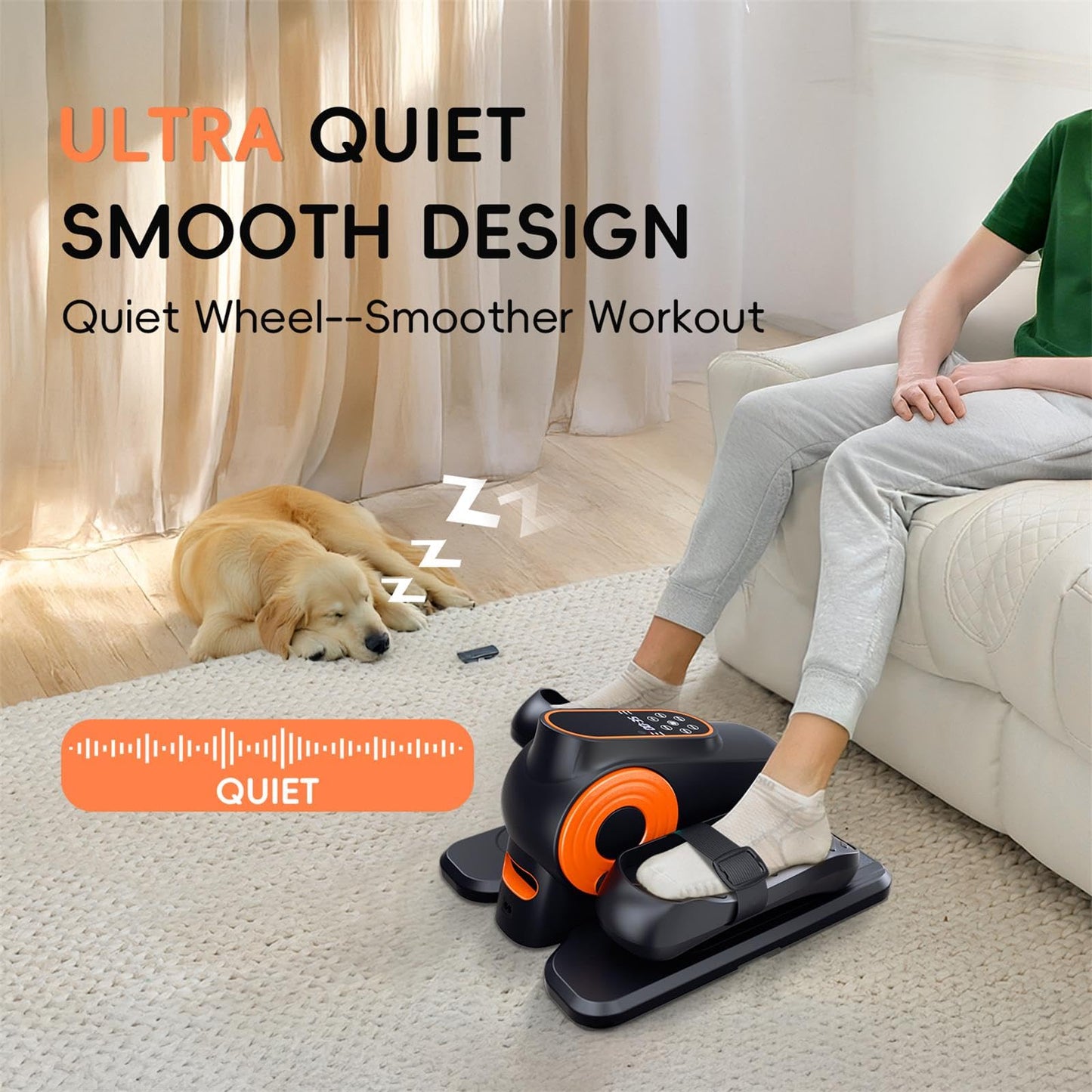 Under Desk Elliptical Machine, Morelax Ellipse Leg Exerciser for Seniors Fully Assembled, Quiet & Portable Electric Seated Pedal Exerciser with Remote Control & 12 Adjustable Speeds (Orange)