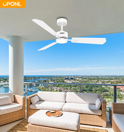 OPONL White Ceiling Fan with Light 52inch, Low Profile, Remote Control, Downrod Mount, Noiseless, Reversible, 6CCT, Dimmable, 6 speeds, Timeable, Ceiling Fans with Lights for Living Room, MDF
