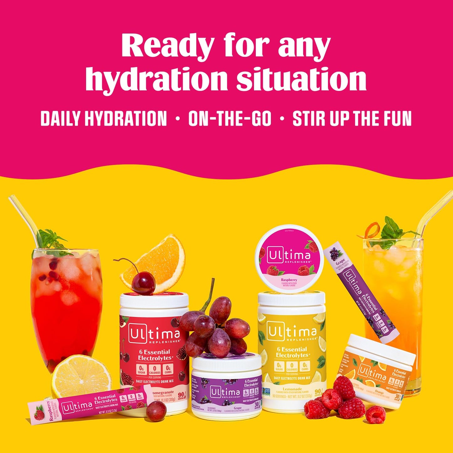 Ultima Replenisher Daily Electrolyte Powder Drink Mix – Sugar Free – Grape, 90 Servings – Hydration Powder with 6 Key Electrolytes and Trace Minerals – Keto Friendly, Vegan, Non-GMO