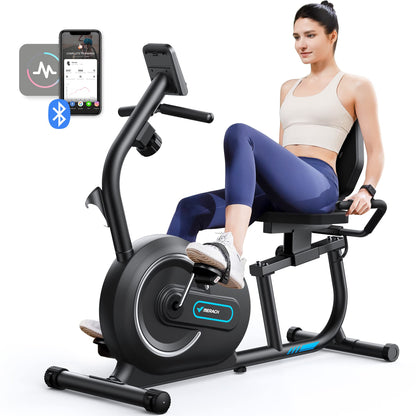 MERACH Recumbent Exercise Bike for Home with Smart Bluetooth and Exercise Bikes Exclusive App, LCD, Heart Rate Handle Stationary Bikes for Home, Magnetic Recumbent Bikes for Seniors Gym S08/S23