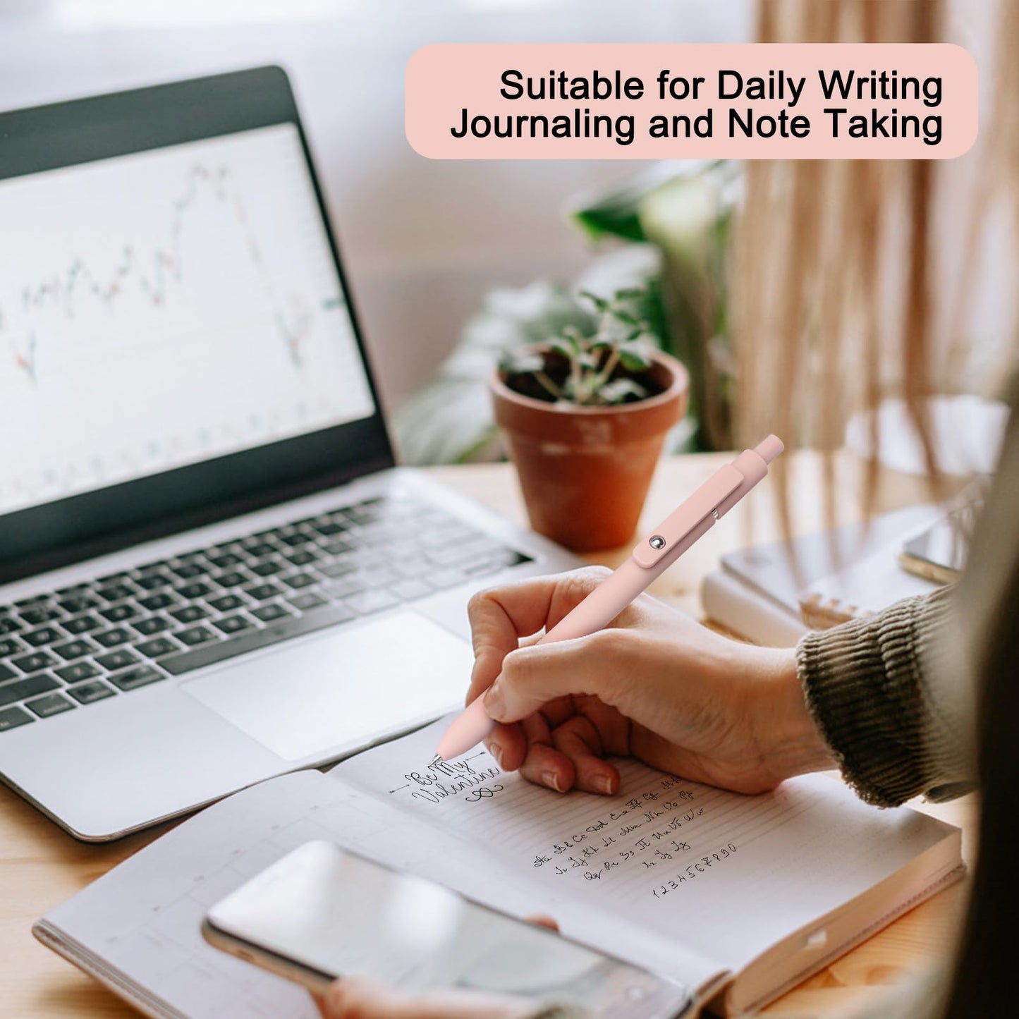 FIOVER Gel Pens, 5pcs 0.5mm Quick Dry Black Ink Fine Point Smooth Writing Pens High-End Series Ballpoint for Office School Supplies(Morandi)