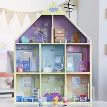Peppa Pig Wooden Deluxe Playhouse, 8 Rooms, Includes 2 Fun Figures and 29 Accessories, Made of Responsibly Sourced Wood, for Ages 3 and Up (Amazon Exclusive)