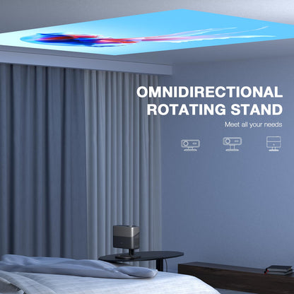 [Netflix Officially&AI Auto Focus]AuKing Smart Projector with Wifi and Bluetooth,Auto Focus&Keystone Projector4K,3D DoIby Audio, 1200ANSI Outdoor Projector with Omnidirectional Rotating Stand(Grey)