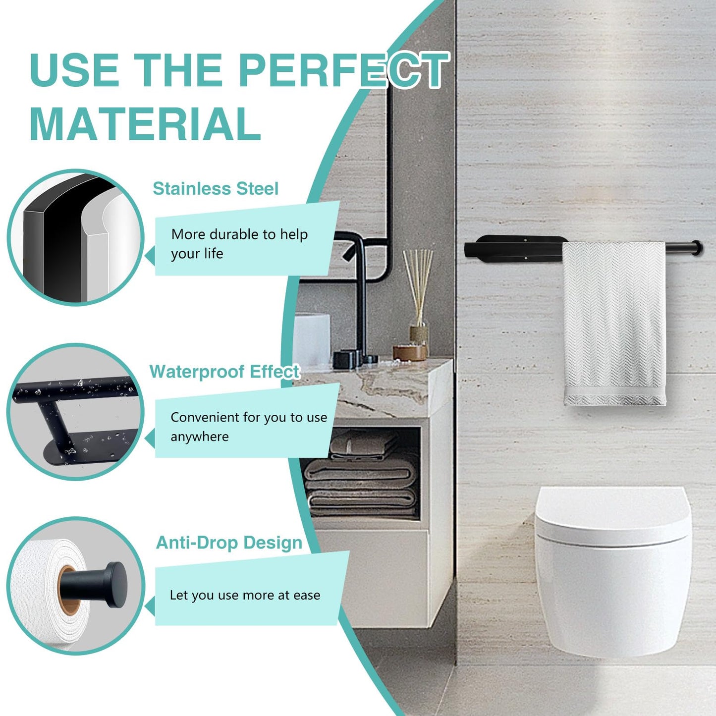 Paper Towel Holder, Self Adhesive or Drilling Paper Towel Holder Under Cabinet, Stainless Steel Black Paper Towel Holders Wall Mount for Kitchen, Bathroom, Sink, Pantry, Fridge