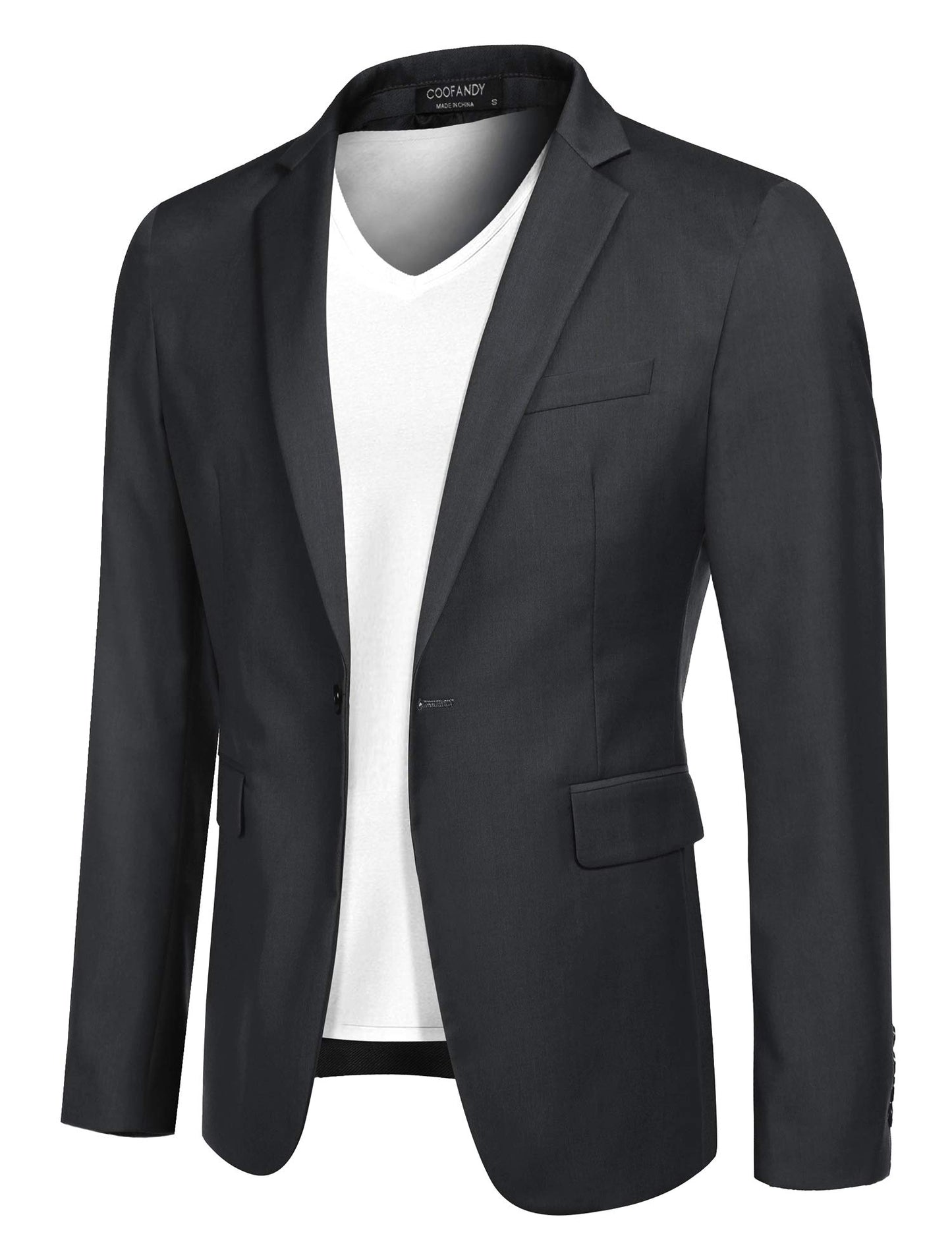 COOFANDY Mens Sports Coat Slim Fit Casual One Button Blazer Business Jacket Suit (Dark Grey L)