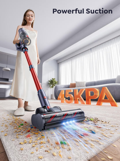 INTETURE Cordless Vacuum Cleaner, 550W 45Kpa Vacuum Cleaners for Home, Stick Vacuum with Self-Standing, Max 60 Mins, Touch Screen, Vacuum Cleaner with Charging Station for Hard Floor Carpet Car Pet