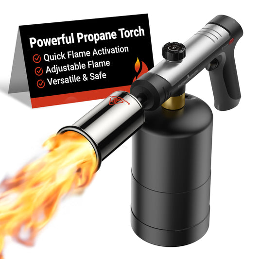 ThermoMaven Propane Torch with One-Touch Max Fire, Cooking Blow Torch Gun with a Safety Lock, Charcoal Lighter, Flame Thrower, Kitchen Food Torch Head for Grill, Sous Vide, BBQ (Tank Not Included)