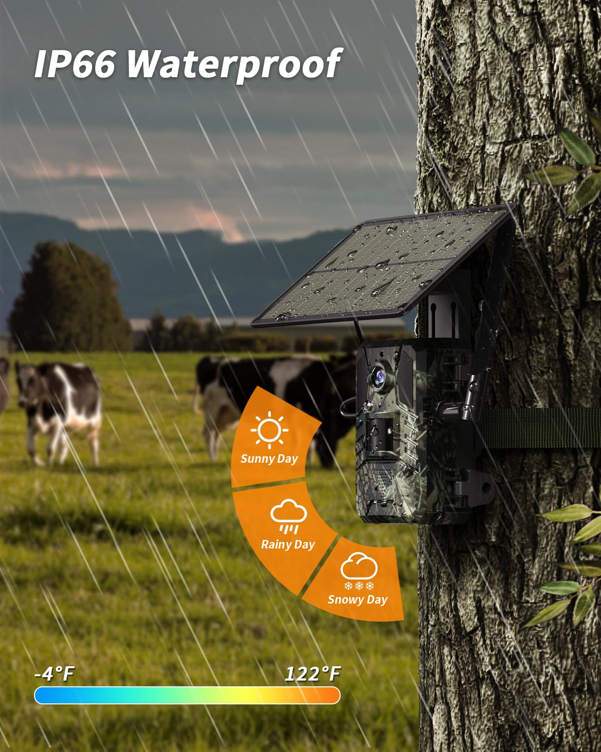 Loatos Trail Camera, 2k HD Live Feed Cellular Trail Cameras with Built-in SIM Card 4G Unlimited Data Plan Game Camera Solar Powered Motion Activated IP66 Waterproof Trail Cam No WiFi Needed