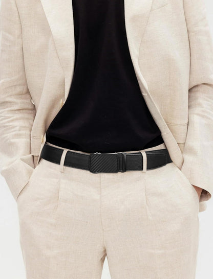 SKiporty Mens Belt,Ratchet Belts for Men Leather 1 3/8'' Adjustable for Dress Jeans A-Black 36" to 42" Waist Adjustable