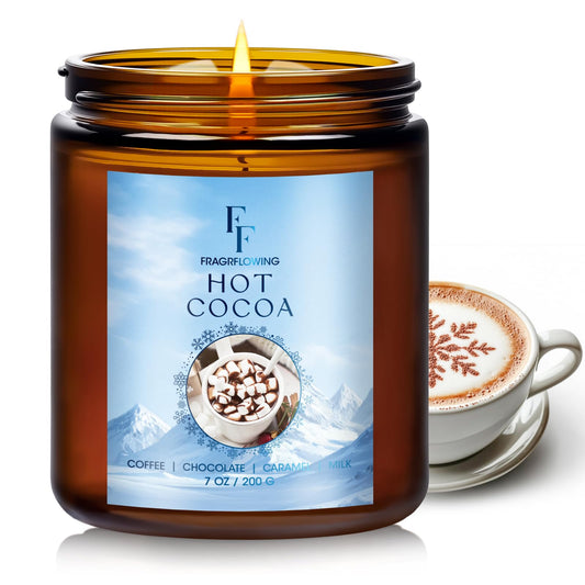 Winter Candle, Hot Cocoa Scented Candles for Home, Holiday Candles Natural Soy Candle, Aromatherapy Candle 7 oz Jar Candles Winter Gifts for Women Men