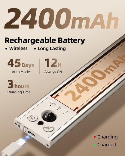 EZVALO 5 Pack Under Cabinet Lighting, 2400mAh Rechargeable Motion Sensor Light, 10inch Magnetic Closet Lights with Dimmable & 3 Color Temps, Wireless Motion Activated Lights with Remote for Kitchen