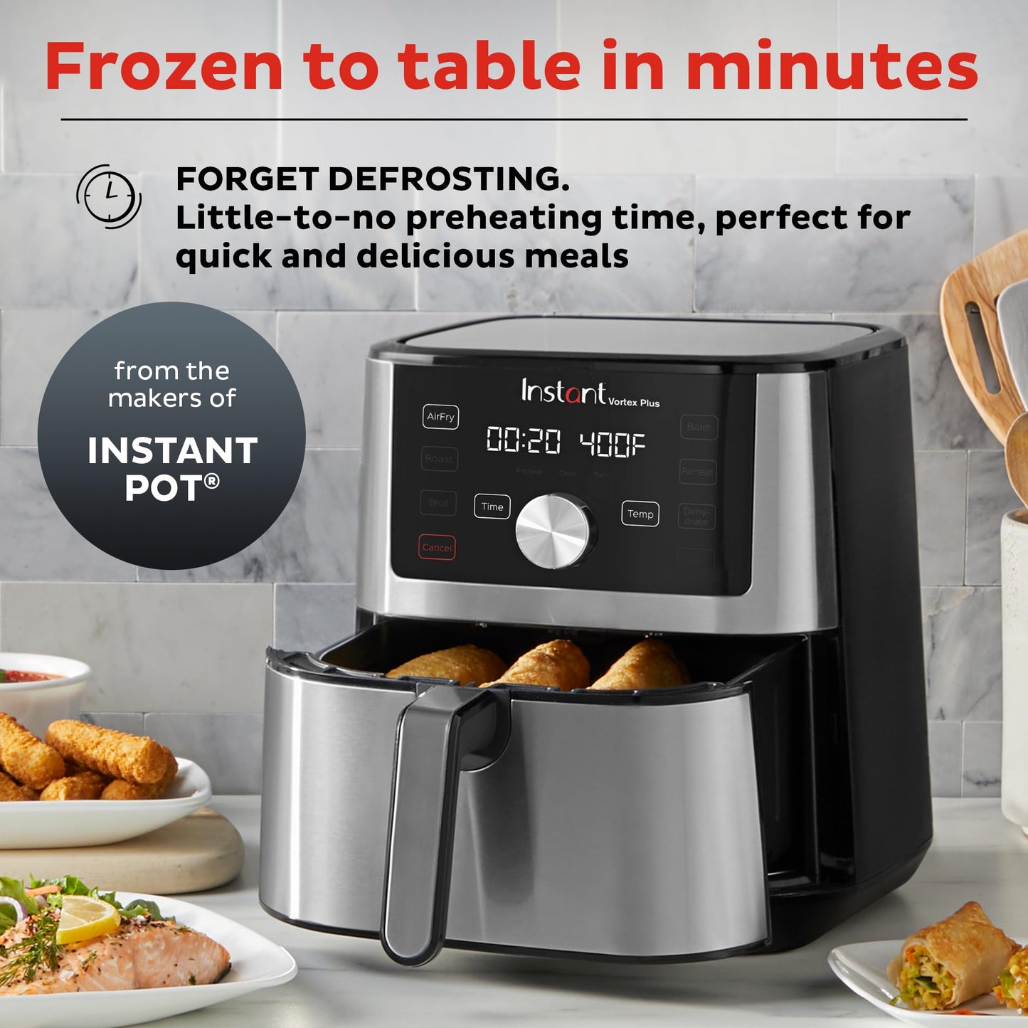 Instant Pot Vortex Plus 6QT XL Air Fryer, 6-in-1, Broils, Dehydrates, Crisps, Roasts, Reheats, Bakes for Quick Easy Meals, 100+ In-App Recipes, Dishwasher-Safe, from the Makers of Instant Pot, Black