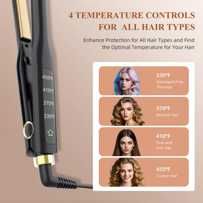 Arhoet Hair Straightener, 1/2 Inch Flat Iron Straightener and Curling Iron 2 in 1, Ceramic Ionic Floating Plates for Less Frizz, 10s Quick Heat Up, Straightener for All Hair Types(Black)