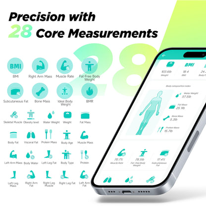 RunStar Smart Scale FSA&HSA Eligible, 8 Electrodes Digital Bathroom Scale for Body Weight and Fat, BMI, Muscle Mass 28 Body Composition Measurement, with Full-Color TFT LCD on Retractable Handle
