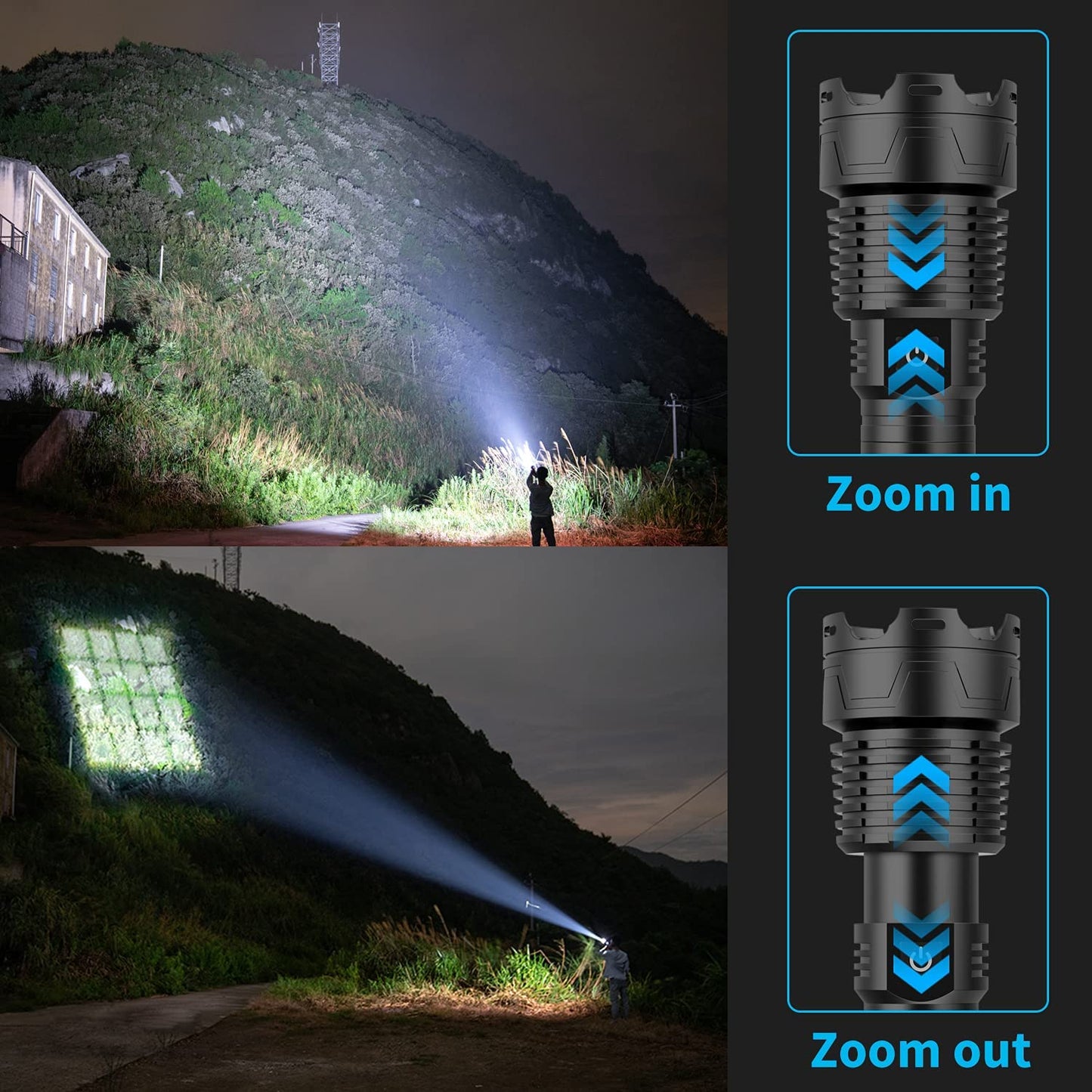 Alifa Rechargeable Led Flashlight 990000 High Lumens, Brightest Powerful Handheld Flashlight,Xhp160.9 Zoomable IPX5 Waterproof Super Bright Flashlight with 5 Modes