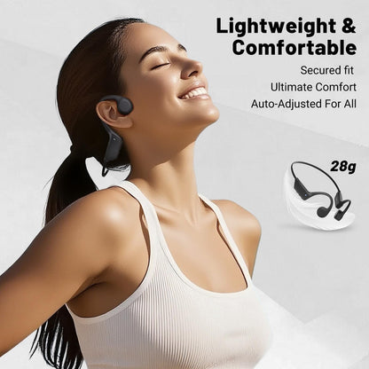 Gelecek New Waterproof Open-Ear Bone Conduction Headphones - Bluetooth 6.0, 10-Hour Battery Life, Ultra-Light Wireless Headset with Stable Connection, Ideal for Running, Cycling, Workout, Hiking