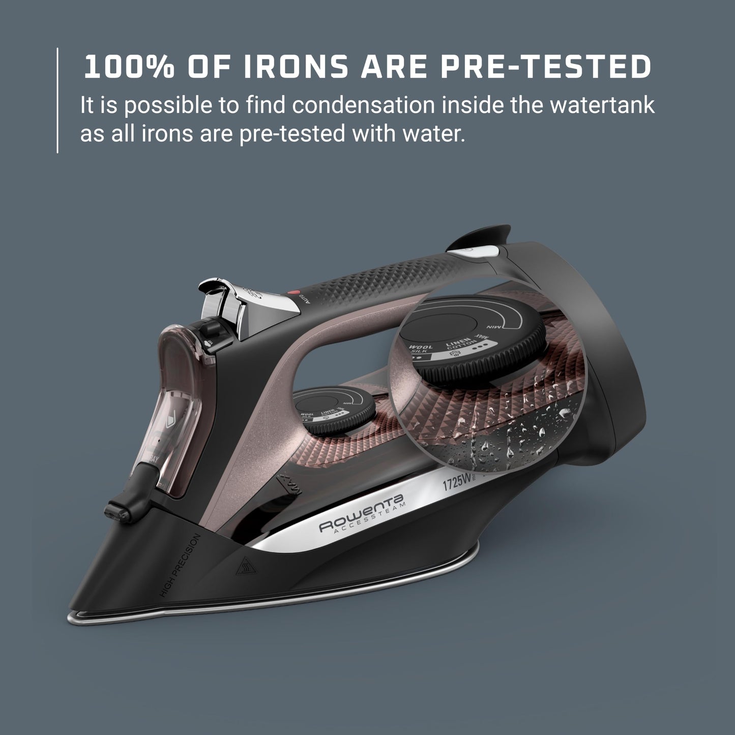 Rowenta Iron Steamer for Clothes, Stainless Steel Soleplate, Iron with Retractable Cord, Black, DW2459