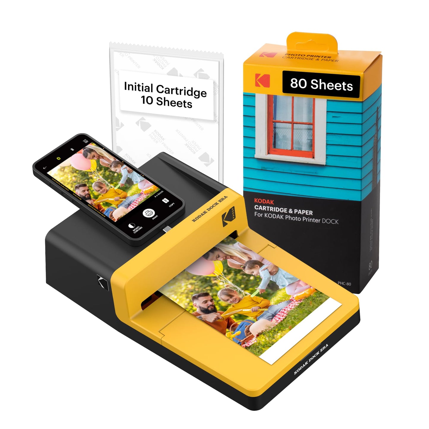 KODAK Dock ERA Plus 4PASS Instant Photo Printer, 4x6 inches, 90 Sheets Bundle