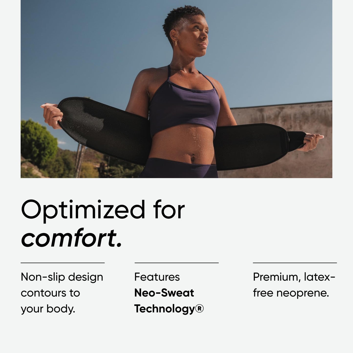 Sports Research Sweet Sweat Waist Trimmer (Core Series) - Premium Sweat Enhancing Fitness Band for Women & Men - Adjustable Fit · Latex-Free Neoprene - Matte Black, Small