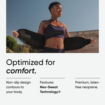 Sports Research Sweet Sweat Waist Trimmer (Core Series) - Premium Sweat Enhancing Fitness Band for Women & Men - Adjustable Fit · Latex-Free Neoprene - Matte Black, Small